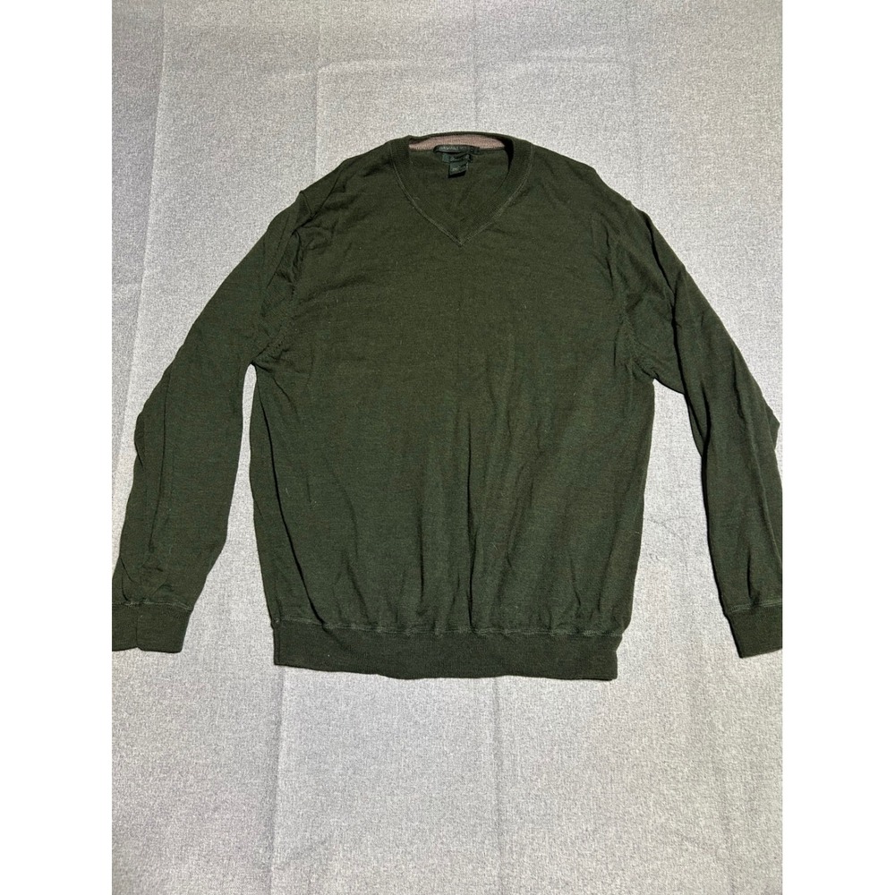 Marshall‎ Fields Sweater Womens L Green Washable Merino Wool V-Neck Pullover